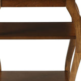 23" Brown Wood Bow Leg Square End Table With Two Shelves - Homeroots