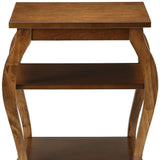 23" Brown Wood Bow Leg Square End Table With Two Shelves - Homeroots - Flyclothing LLC