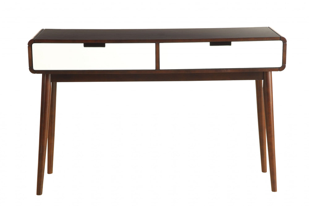 Mahogony And White Double Drawer Console Table - Homeroots