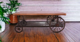 Rectangular Oak Finish Coffee Table With Metal Mesh Bottom Shelf - Homeroots