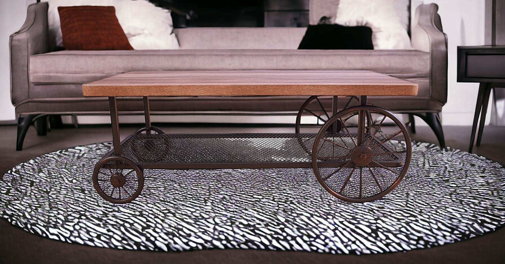 Rectangular Oak Finish Coffee Table With Metal Mesh Bottom Shelf - Homeroots - Flyclothing LLC