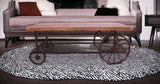 Rectangular Oak Finish Coffee Table With Metal Mesh Bottom Shelf - Homeroots