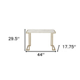 44" White And Gold Faux Marble And Iron Coffee Table - Homeroots - Flyclothing LLC