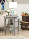 24" Light Slate Gray Solid Wood Round End Table With Shelf - Homeroots
