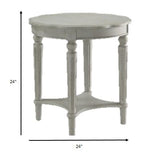 24" Light Slate Gray Solid Wood Round End Table With Shelf - Homeroots - Flyclothing LLC