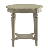 24" Light Slate Gray Solid Wood Round End Table With Shelf - Homeroots