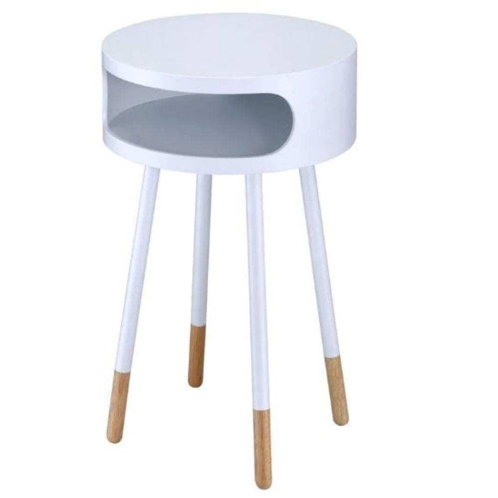 Bentwood White Retro Round Wooden End Table - Homeroots - Flyclothing LLC