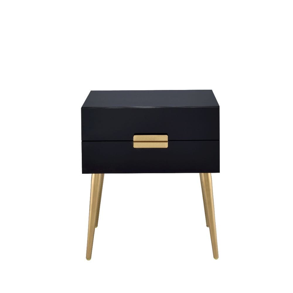 24" Black and Gold End Table With Two Drawers - Homeroots - Flyclothing LLC