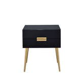 24" Black and Gold End Table With Two Drawers - Homeroots - Flyclothing LLC
