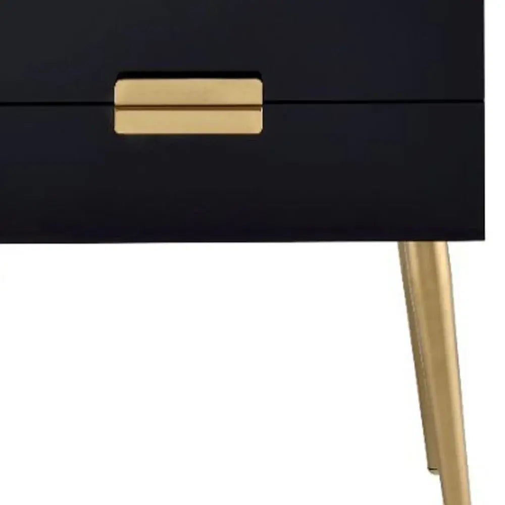 24" Black and Gold End Table With Two Drawers - Homeroots - Flyclothing LLC