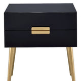 24" Black and Gold End Table With Two Drawers - Homeroots - Flyclothing LLC