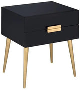 24" Black and Gold End Table With Two Drawers - Homeroots - Flyclothing LLC