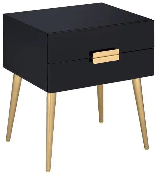 24" Black and Gold End Table With Two Drawers - Homeroots - Flyclothing LLC