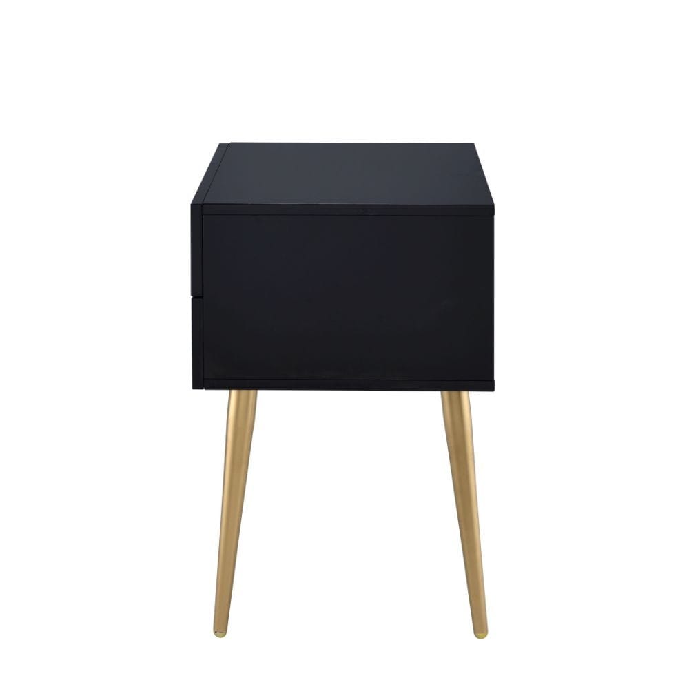 24" Black and Gold End Table With Two Drawers - Homeroots - Flyclothing LLC