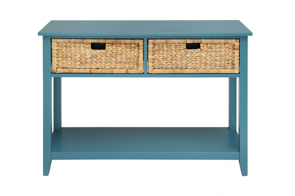 44" Teal Blue Solid Wood Console Table - Homeroots