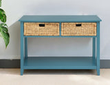 44" Teal Blue Solid Wood Console Table - Homeroots