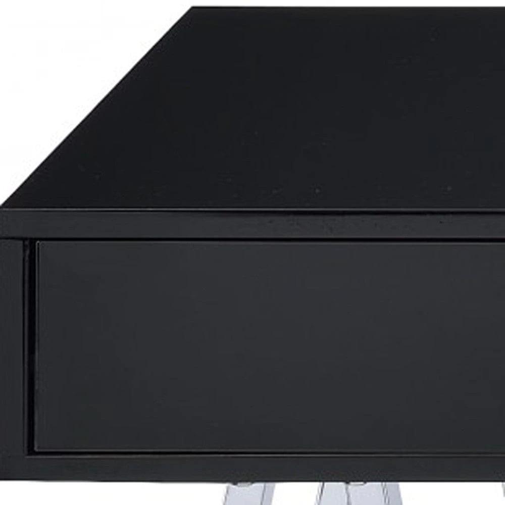 54" Black and Silver Writing Desk With Two Drawers - Homeroots - Flyclothing LLC