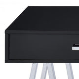 54" Black and Silver Writing Desk With Two Drawers - Homeroots - Flyclothing LLC