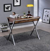 36" Brown and Silver Writing Desk With Two Drawers - Homeroots - Flyclothing LLC