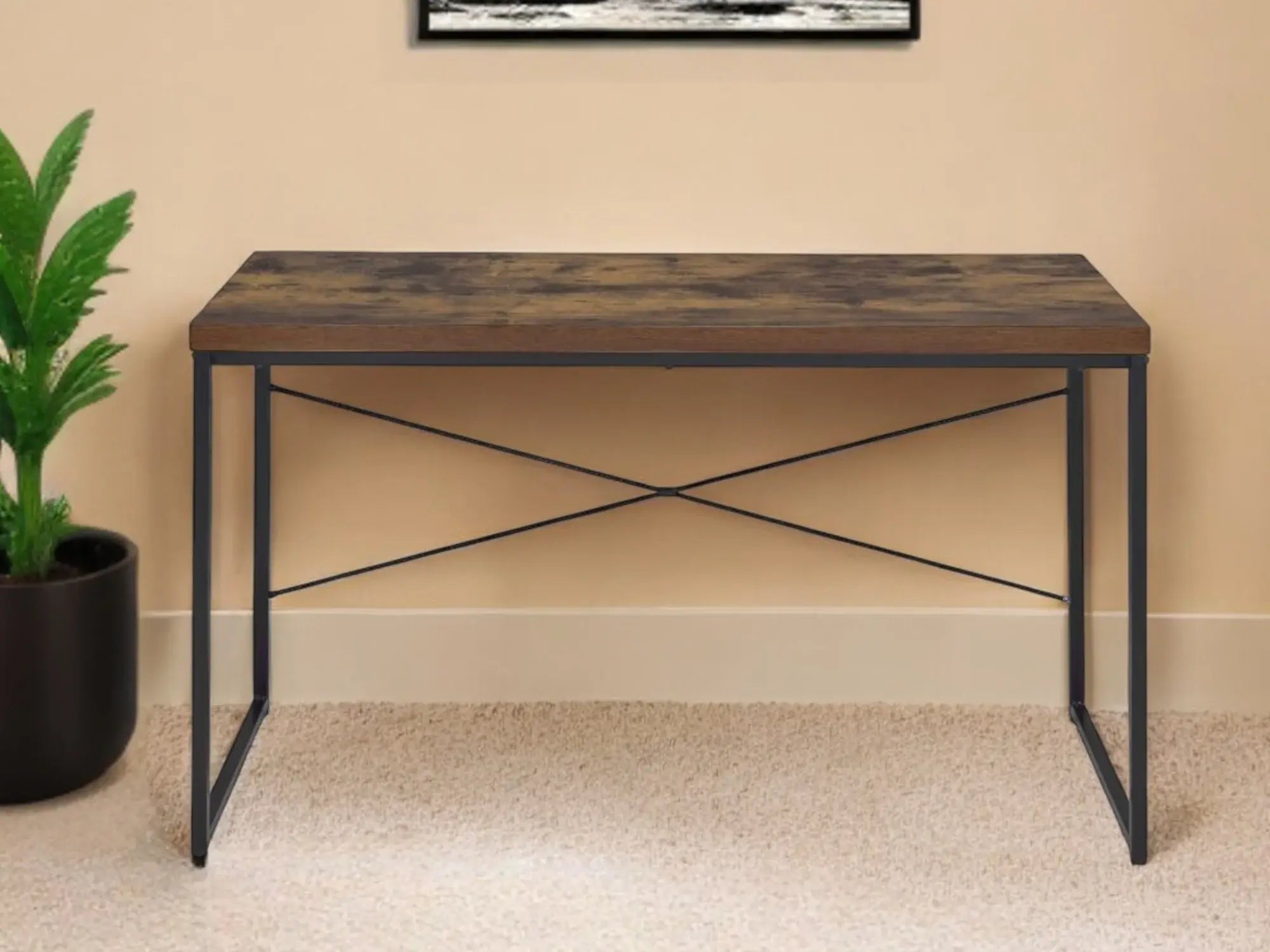 47" Brown and Black Computer Desk - Homeroots - Flyclothing LLC