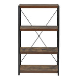 43" Brown and Black Metal and Wood Three Tier Etagere Bookcase - Homeroots - Flyclothing LLC