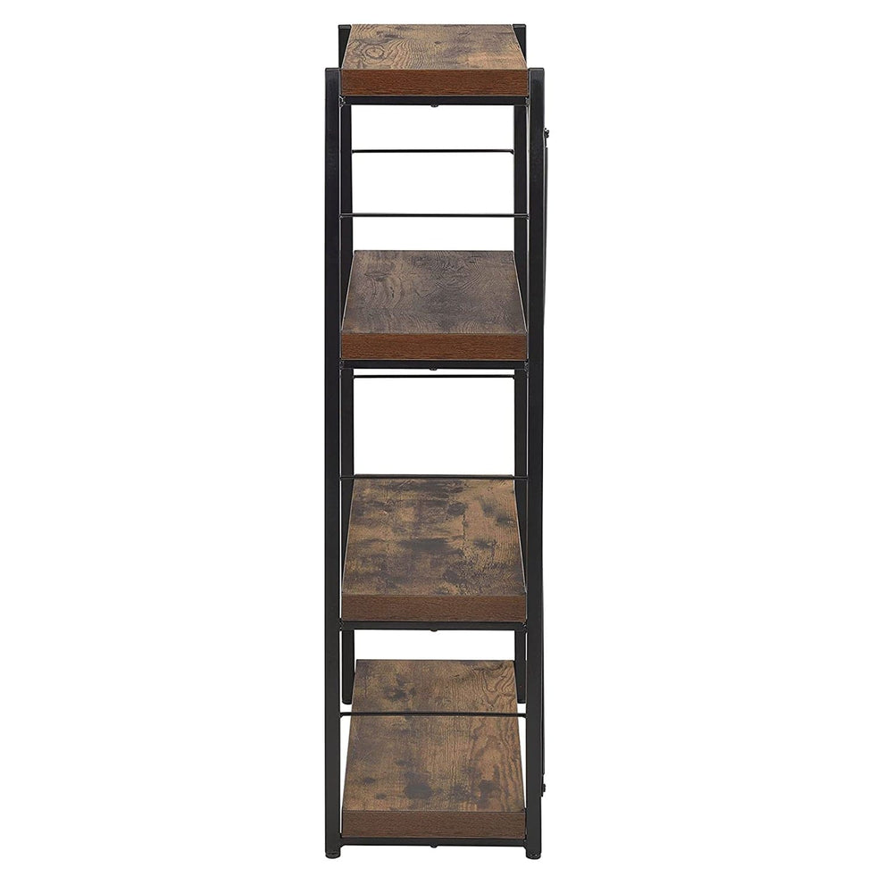 43" Brown and Black Metal and Wood Three Tier Etagere Bookcase - Homeroots - Flyclothing LLC