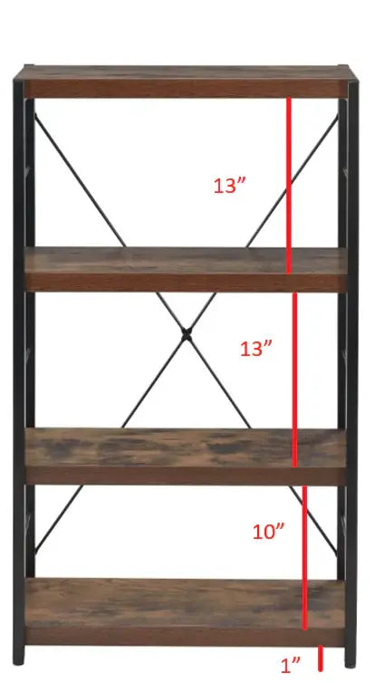 43" Brown and Black Metal and Wood Three Tier Etagere Bookcase - Homeroots - Flyclothing LLC