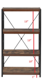 43" Brown and Black Metal and Wood Three Tier Etagere Bookcase - Homeroots - Flyclothing LLC