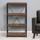 43" Brown and Black Metal and Wood Three Tier Etagere Bookcase - Homeroots