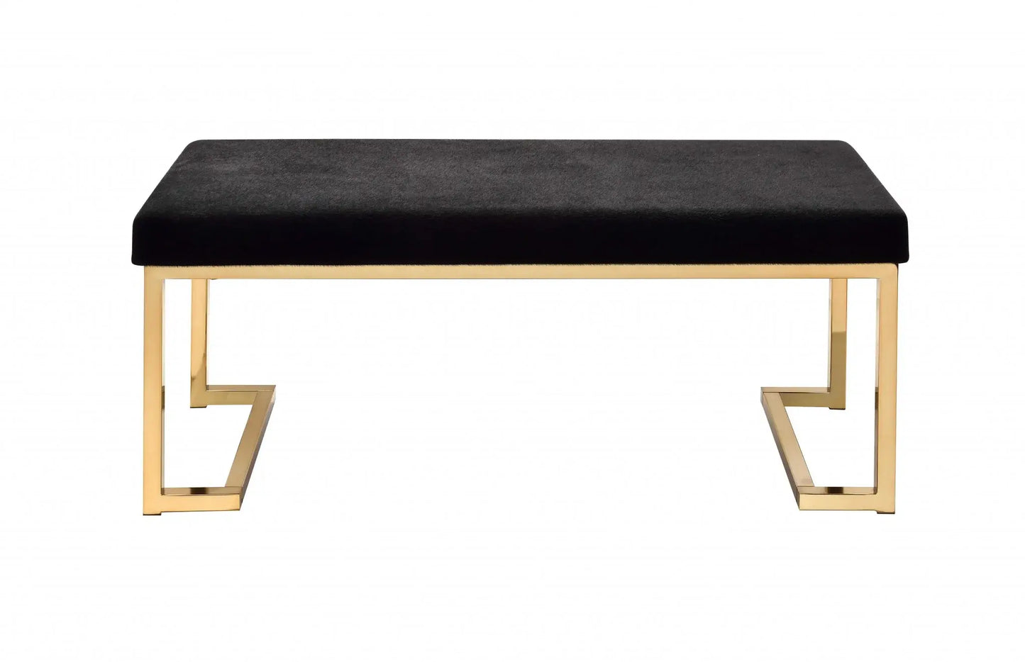 40" Black and Champagne Upholstered Faux Fur Bench - Homeroots - Flyclothing LLC