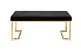 40" Black and Champagne Upholstered Faux Fur Bench - Homeroots