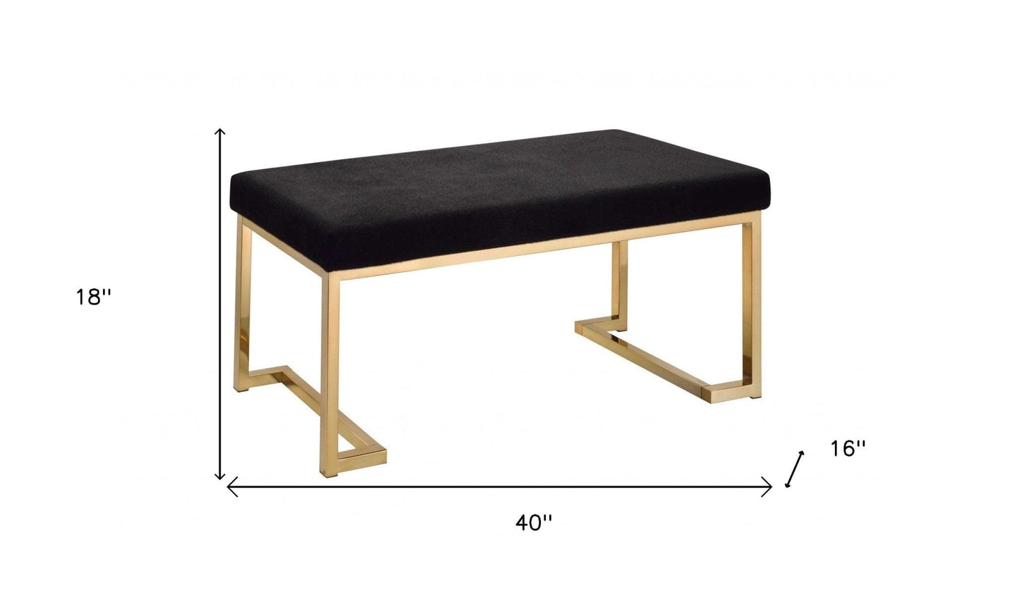 40" Black and Champagne Upholstered Faux Fur Bench - Homeroots - Flyclothing LLC