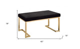 40" Black and Champagne Upholstered Faux Fur Bench - Homeroots