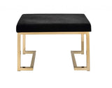24" Black Cotton Blend And Gold Ottoman - Homeroots