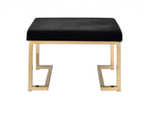 24" Black Cotton Blend And Gold Ottoman - Homeroots