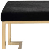24" Black Cotton Blend And Gold Ottoman - Homeroots