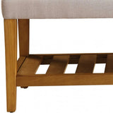 40" Light Gray and Brown Upholstered Polyester Bench with Shelves - Homeroots - Flyclothing LLC