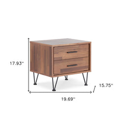 18" Brown Two Drawers Metal Nightstand - Homeroots