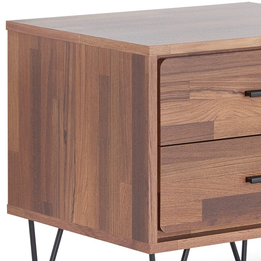 18" Brown Two Drawers Metal Nightstand - Homeroots