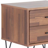 18" Brown Two Drawers Metal Nightstand - Homeroots - Flyclothing LLC