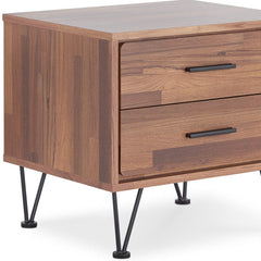 18" Brown Two Drawers Metal Nightstand - Homeroots