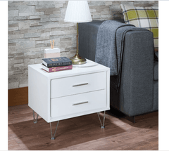 20" White Nightstand With Manufactured Wood Top - Homeroots
