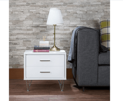 20" White Nightstand With Manufactured Wood Top - Homeroots