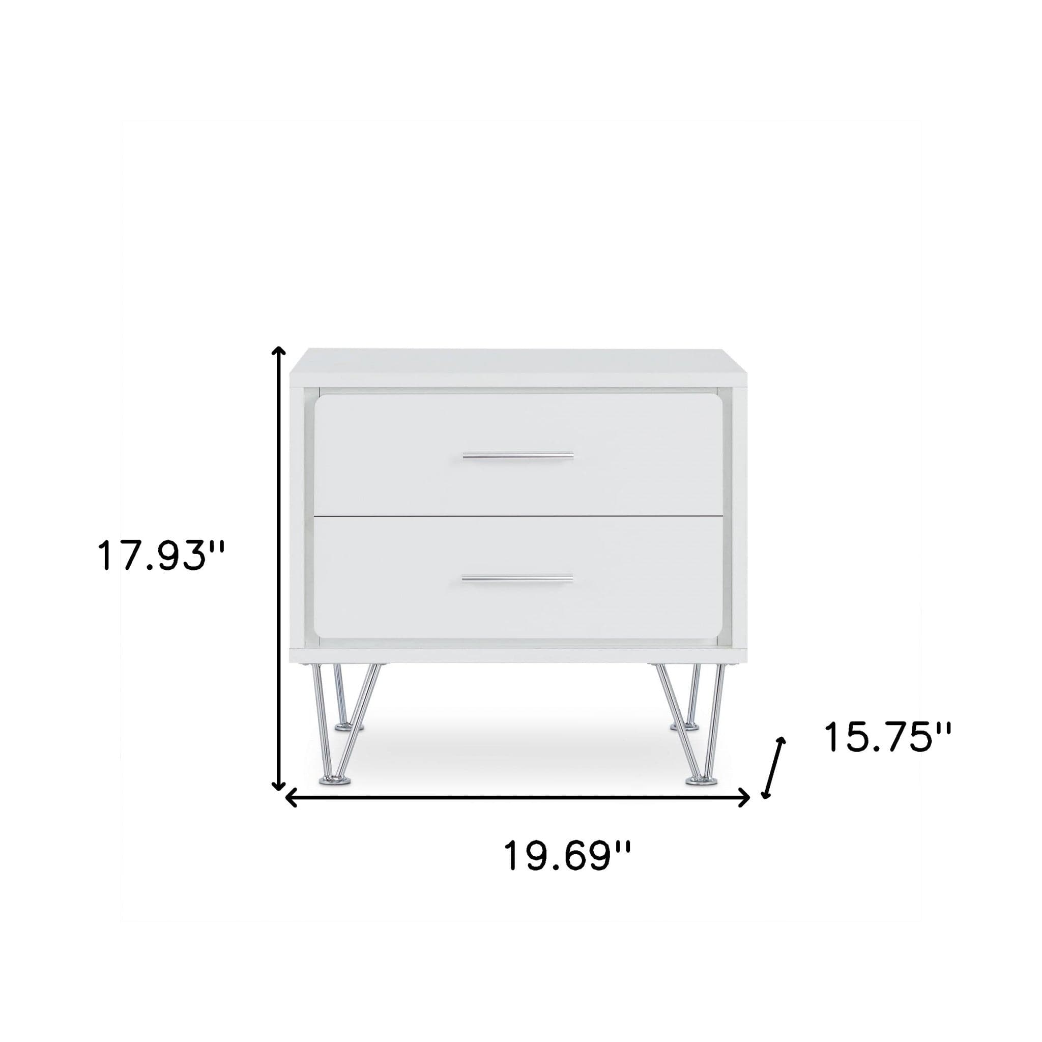 20" White Nightstand With Manufactured Wood Top - Homeroots