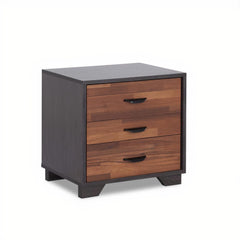 19" Espresso And Walnut Brown Three Drawer Wood Nightstand - Homeroots