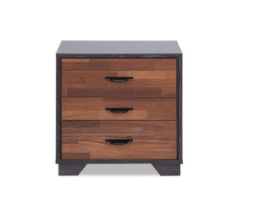 19" Espresso And Walnut Brown Three Drawer Wood Nightstand - Homeroots