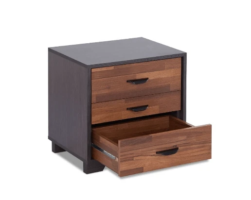 19" Espresso And Walnut Brown Three Drawer Wood Nightstand - Homeroots - Flyclothing LLC