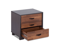 19" Espresso And Walnut Brown Three Drawer Wood Nightstand - Homeroots