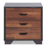 19" Espresso And Walnut Brown Three Drawer Wood Nightstand - Homeroots - Flyclothing LLC
