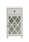 Fret Work Design Glass Door White Cabinet - Homeroots